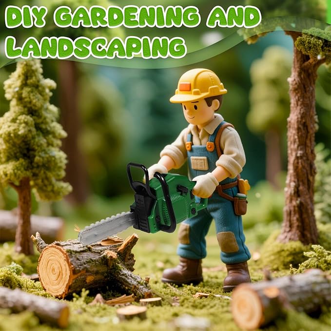 1:12 Miniature Gardening Tools Fairy Garden Farming Tools Mini Shovels Electric Saw Rake Pitchfork Model Mini Spring Garden Set for Mini House Decoration Accessories