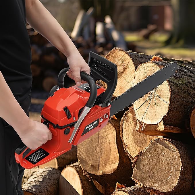 Gas Chainsaw, 2Stroke/4Stroke Gasoline Chainsaw Power Chain Saws Handheld Cordless Petrol Chainsaws For Wood Cutting Forest Felling Tree Pruning Shrub Pruning (2Stroke 20In 2600W 58CC)
