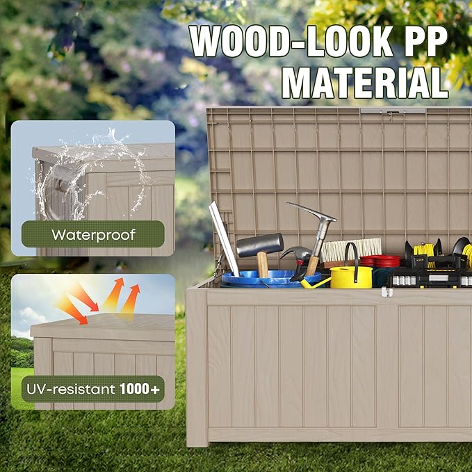 150GAL Brown Large - Capacity Outdoor Deck Box with Lock Hole - Waterproof, SGS - Certified UV Resistance, Ideal for Storing Multiple Patio Furniture Sets and Seasonal Decor, Hassle - Free Setup