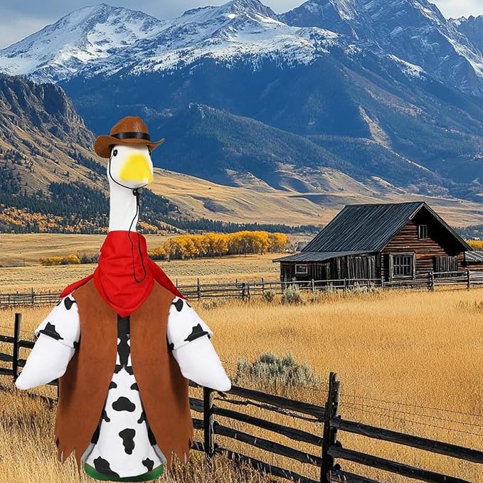 Porch Goose Outfits for 23" Plastic Porch Goose Cowboy Outfit Goose Clothes for Cement Goose for Indoor Outdoor Garden Yard Lawn Patio Art Decor(NZZ)