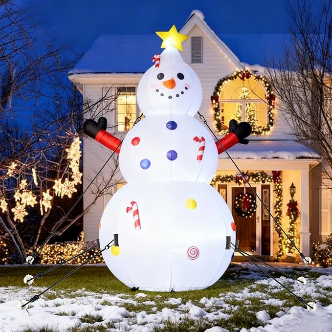 14 Pieces Halloween Metal Inflatable Stakes and Tethers Set, Heavy Duty Inflatable Stakes, Yard Ground Lawn Ground Stake for Halloween Christmas Yard Inflatables