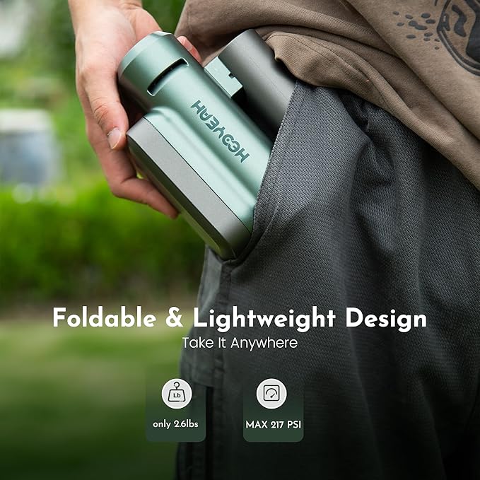 Hooyeah Portable Cordless Pressure Washer, Lithium Battery Powered Handheld Water Sprayer, Max 217 PSI, 5-in-1 Nozzle & Foam Pot, Type-C Charging Foldable Pressure Washer Gun for Car, Bikes, Patios