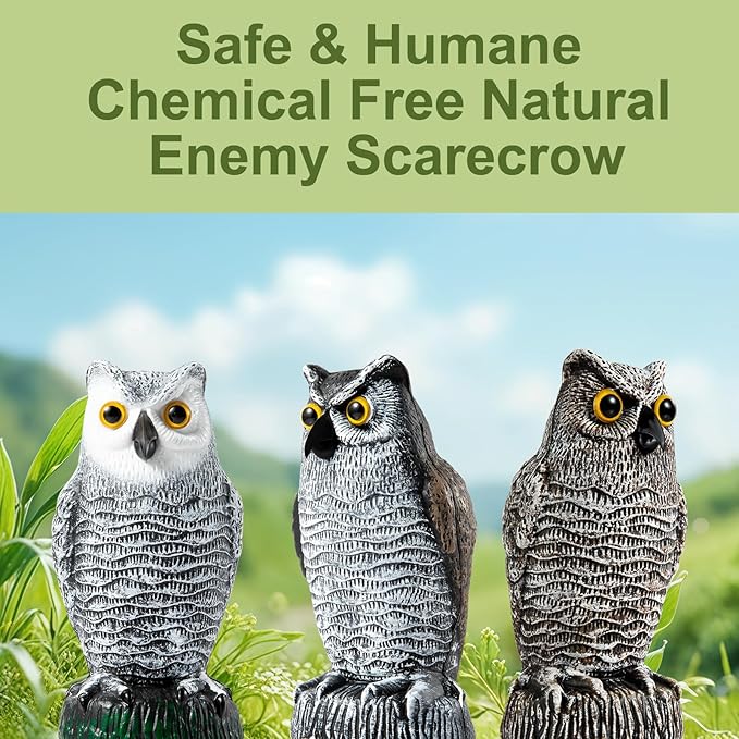 OFFO Bird Scare Devices Plastic Owl Scarecrow for Halloween Decorations Outdoor Garden, Yard, Pool Decoration, 8.3 in Height, Brown