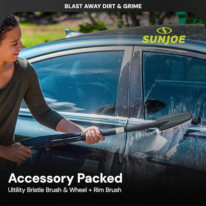 Sun Joe Electric Pressure Washer w/Wheels & 3 Quick-Connect Nozzles, 2200 PSI (PWMA Certified), 1.1 GPM, 14.9-Amp Motor - Heavy-Duty Cleaning Machine for Patios, Decks, Sidewalks & Cars, SPX3000-QW2