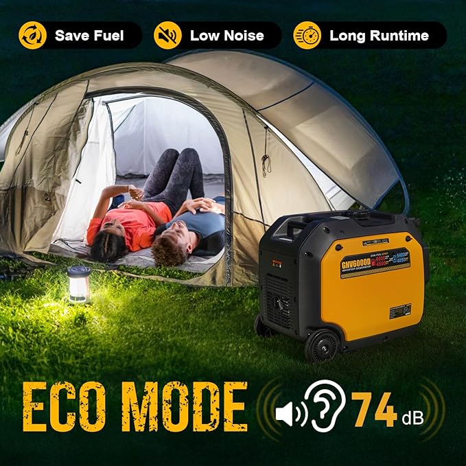 6000W Dual Fuel Inverter Generator, Gas & Propane Powered, RV Ready Electric Start, Super Quiet, 120V/240V with CO Sensor Portable Generator for RV, Camping or Emergency