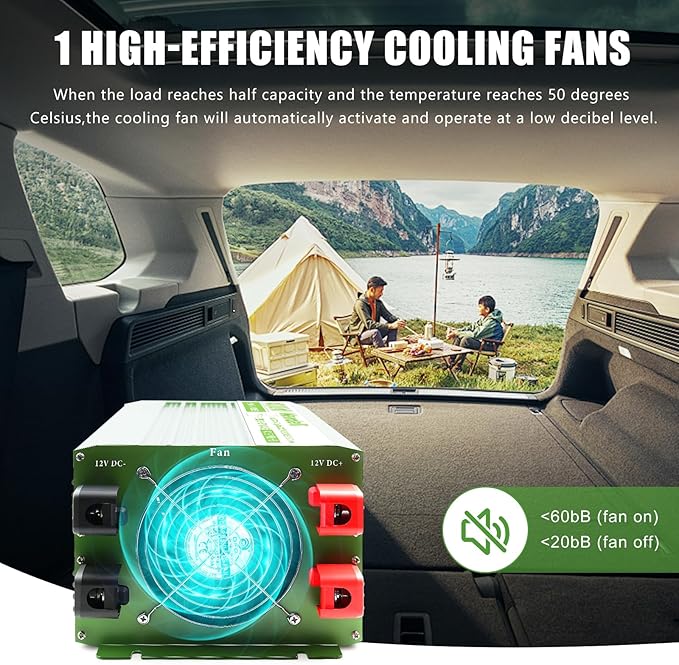 Newdeli 4000 Watt Power Inverter 12V DC to 110V 120V AC Pure Sine Wave Inverter with LCD Display, Remote Controller, 4 AC Outlets and 5V 3.4A USB Port for Vehicles Car Truck RV Solar System Home