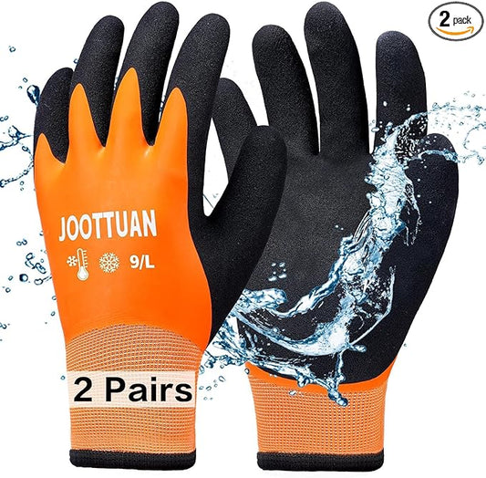 2 Pairs Waterproof Winter Work Gloves for Men Thickened Freezer Gloves Thermal Insulated Work Gloves for Cold Weather (2, Large)