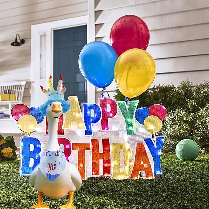 Porch Goose Outfits for 23" Plastic Porch Goose Birthday Outfit Goose Clothes for Cement Goose for Indoor Outdoor Garden Yard Lawn Patio Art Decor(Blue)