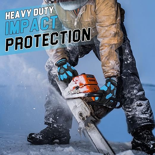 HANDLANDY Winter Impact Resistant Work Gloves for Men, Padded Palm Grip Heavy Duty Working Glove (Large, Blue)