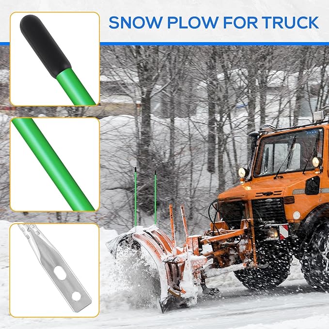 Lasnten 4 Pcs 27 Inch Snow Plow Blade Markers Guide Kit Steel Wire Inside Bolt on Bumper Guides High Visibility Easy Installation for ATV Snowplows(Green)