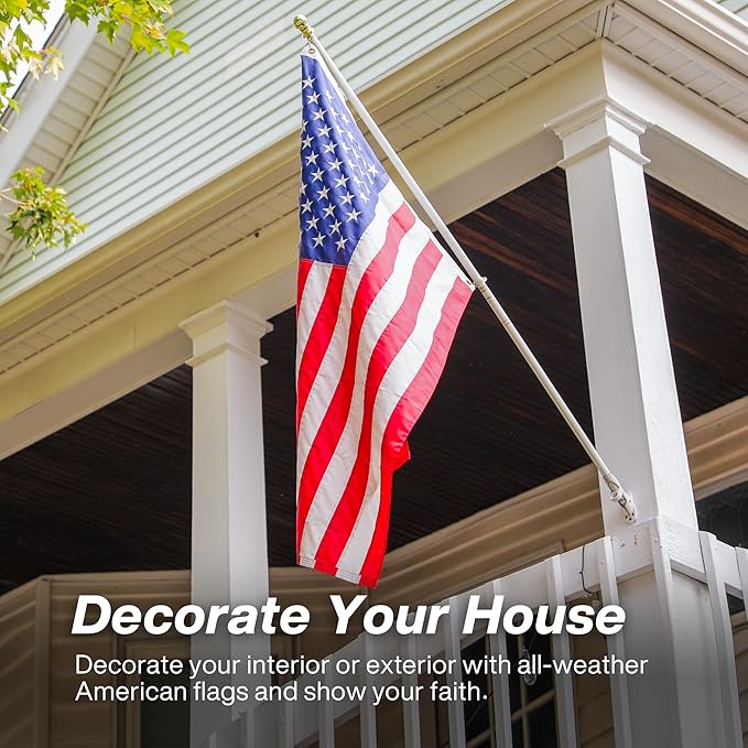American Flag 4x6 ft Outdoor Long Lasting US Flag, Heavy Duty Polyester, Embroidered Stars, Sewn Stripes, Brass Grommets, UV Protection Perfect for Outdoors! USA Flag