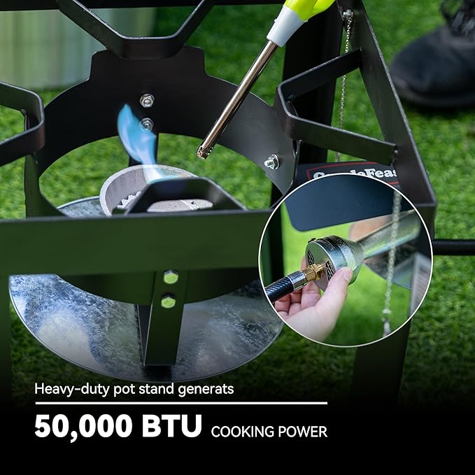Creole Feast TFP1030 30 Qt. Turkey Fryer and 10 Qt. Fish Fryer Kit with 50,000 BTUs Propane Burner, Outdoor Deep Fryer & Seafood Boiler Steamer for Outdoor Cooking, Silver & Black