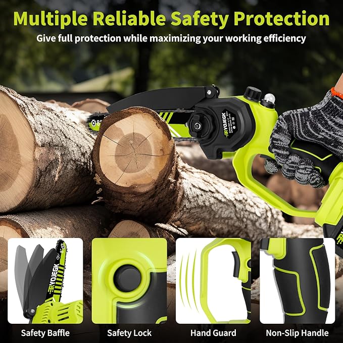 8 & 6 Inch Mini Chainsaw Cordless,2×4.0Ah Battery Tool-Free Installation Small Brushless Chain Saw with 4 Guides & Chain,Portable Motosierra De Bateria for Tree Trimming & Branch Wood Cutting