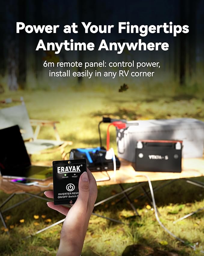 Erayak 2000W Power Inverter, 12V DC to 110V 120V AC, LCD Display, Modified Sine Wave, Remote Control, USB-A & Type-C Ports, 6×40A Fuses, Quiet Fan for RV, Truck, Solar, Home Backup