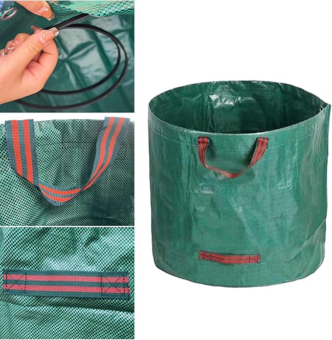 2 PCS 106 Gallon Yard Waste Bags, Reusable Lawn and Leaf Bags Heavy Duty Garden Bags with 2 Pair Gloves for Clean Up Outdoor Debris Leaves Grass Clippings