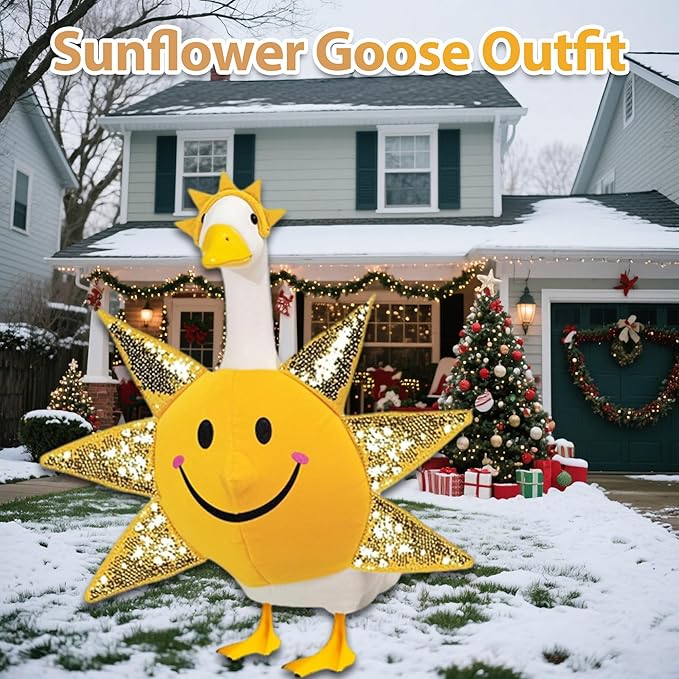 Sun Porch Goose Outfit Fits for Large 23" High Cement or Plastic Goose Statue, Yard Goose Cloths with Smiley Face Decor for Outdoor Lawn Gaden Patio in Winter