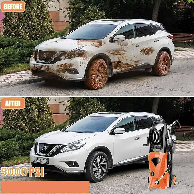 5000PSI Electric Pressure Washer 2025 2.8GPM High Power Washer with 4 Pressure Nozzle and Soap Bottle for Home, Car Washing, Fence Cleaning, Patio