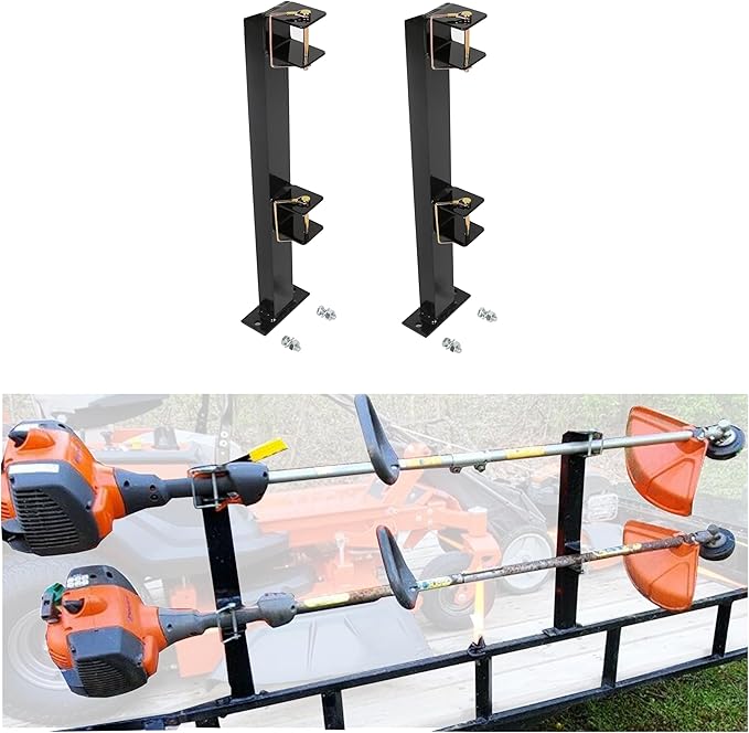 ECOTRIC 2 Place Weeder Trimmer Racks Holders Hold Two for Trailer Truck Tree Trimmers Edgers Pole Saws Powercoated Steel