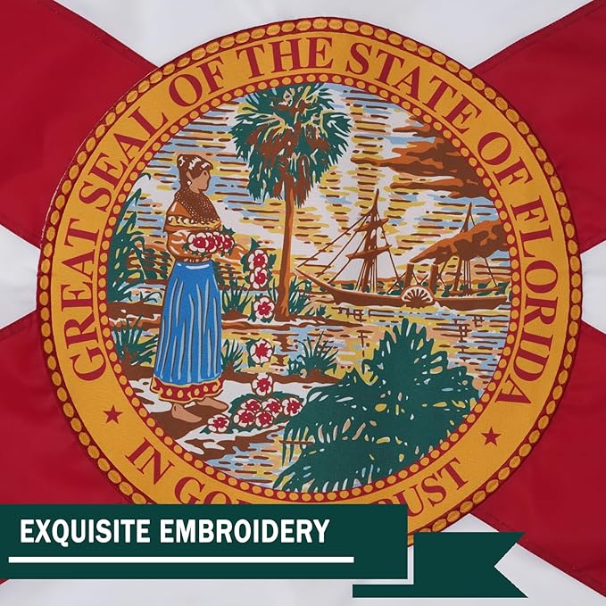 ROTERDON Florida Flag 4x6 Outdoor, 210D Heavy Duty FL State Flags Outside, Embroidered Stars and 2 Stitch Hemmings, Double Sided Banner with 2 Brass Grommets