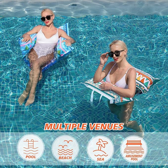 WERNNSAI Inflatable Pool Floats for Adults - 2 Pack Water Hammock Fabric Mesh Pool Rafts Portable Multi-Purpose Floating Swimming Hammock Water Lounge Chair Drifter for Summer Beach Party