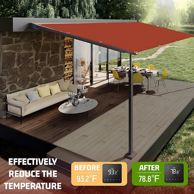 SUNNY GUARD Shade Cloth Custom Size 5x20 FT Sun Shade Screen Fabric Shade Cover Tarp with Grommets for Pergola Backyard Garden, Terra(We Customized)