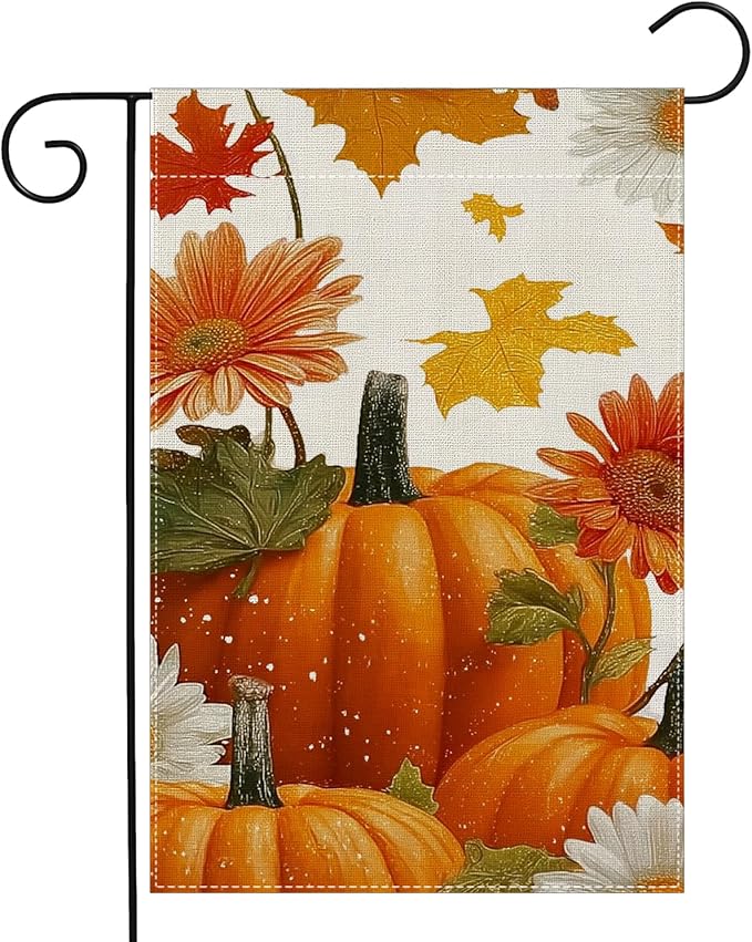 Garden Flags, Garden Flag, Stained Glass Style Pumpkin Maple Leaf Double-Sided Flags for Farmhouse Yard Outdoor Decoration-12 x 18inch (Pumpkin-5)