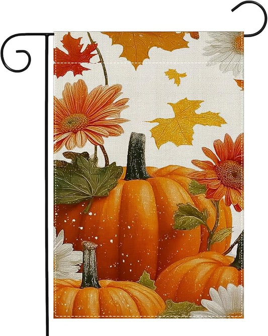 Garden Flags, Garden Flag, Stained Glass Style Pumpkin Maple Leaf Double-Sided Flags for Farmhouse Yard Outdoor Decoration-12 x 18inch (Pumpkin-5)