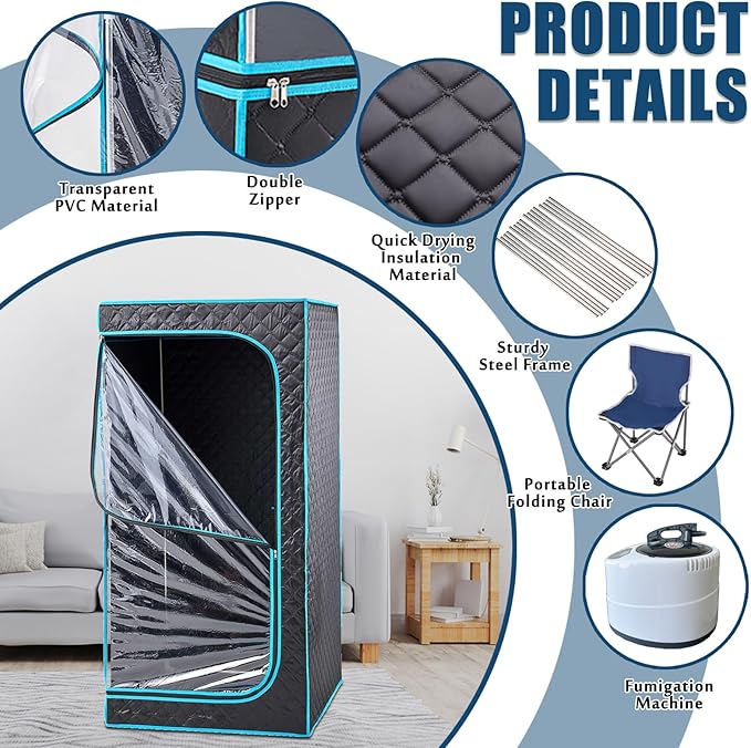 Portable Steam Sauna, Full Size Collapsible Sauna Tent for Home Spa, 2.5L,1500W Steamer with Remote Control,Christmas Birthday Gift for Family
