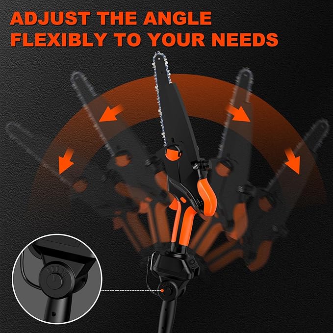 2-IN-1 Cordless Pole Saw & 8" Mini Chainsaw Battery Powered, Electric Pole Saws for Tree Trimming with 2 x 21V Batteries, Auto Oiling, 13.5 FT Max Reach, Handheld Chainsaw & Pole Saw Combo