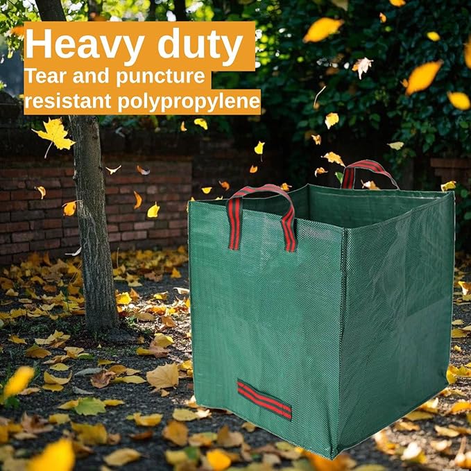 Heavy Duty Reusable Garden Bags with Reinforced Handles - 72-Gallon Leaf Collector & Yard Waste Bags, Portable Foldable Lawn Bags for Home, Garden, and Yard Cleanup