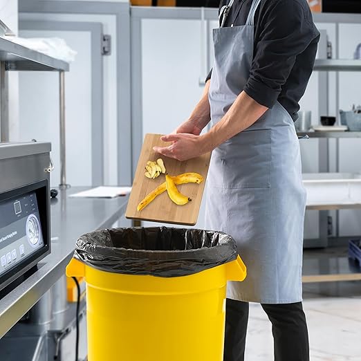 20 Gallon Trash Can With Lid Round Ingredient Storage Containers Recycling Bin Kitchen Garbage Can Office Garbage Can Trash Barrel Plastic Barrel Yard Waste Bin Outdoor Trashcan (5, Yellow)