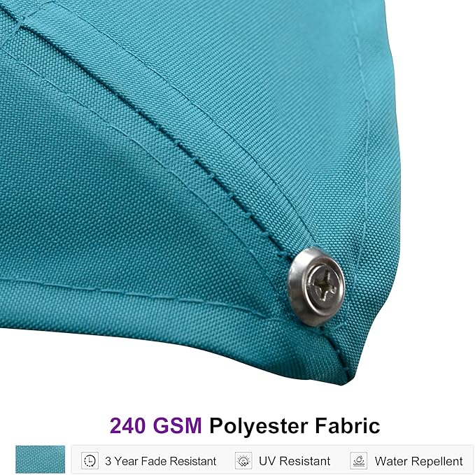 PURPLE LEAF 11 FT Square Patio Umbrella with Base Included Large Outdoor Offset Umbrella with 360-degree Rotation Cantilever Umbrella for Garden Deck Backyard Pool Turquiose