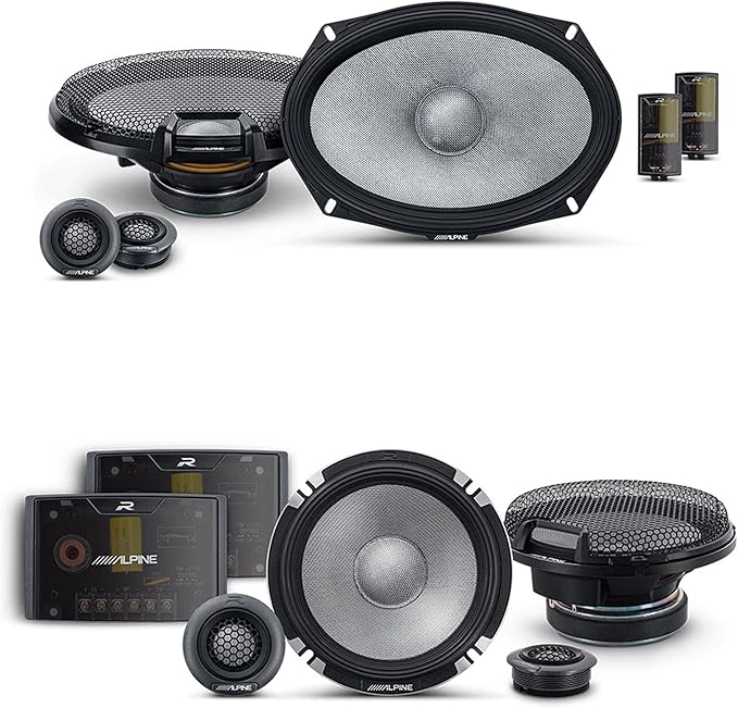 Alpine 6.5" & 6x9 R2 High-Resolution Speaker Bundle - A Pair of Pro-Series R2-S652 2-Way Component Speakers & a Pair of R2-S69C 6x9 Component Speakers