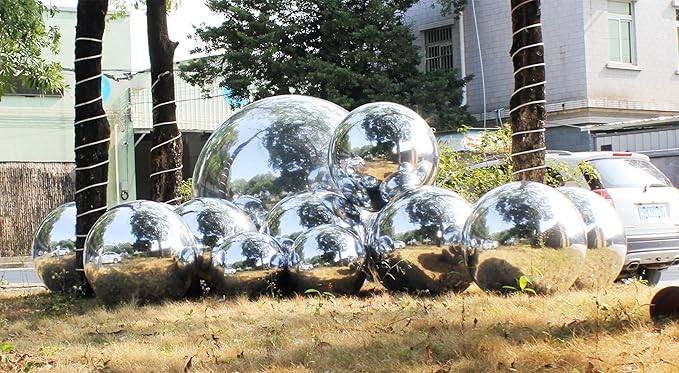 Generic Big Shiny Balls Giant Inflatable Mirror Balls for Events & Decor - Party, Advertising, Shows, Stage Decoration - Hanging & Standing-Various Sizes & Colors - Silver (2.4m/7.87ft)