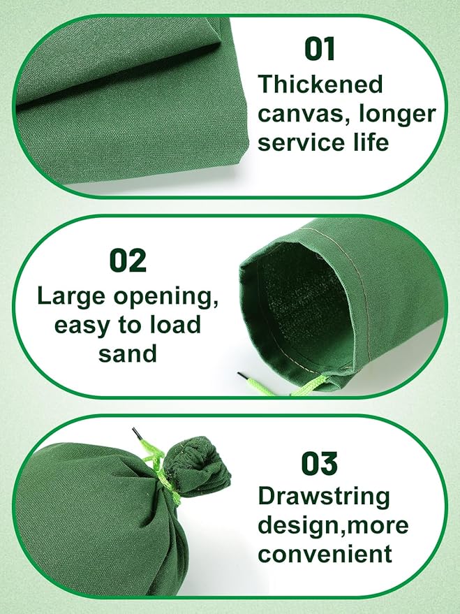 10pcs Inground Pool Cover Weights Sand Bags - 4ft No-Leaking & Weather-Resistant Silicone-Coated Canvas Tubes for Swimming Pools Close
