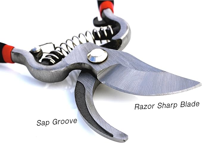 Garden Guru Classic Bypass Pruning Shears Clippers – Heavy Duty Forged Steel Garden Pruners – Safety Lock – Non Slip Comfort Grips – Cuts up to 1” – Professional Bypass Pruners for Gardening (2 Pack)
