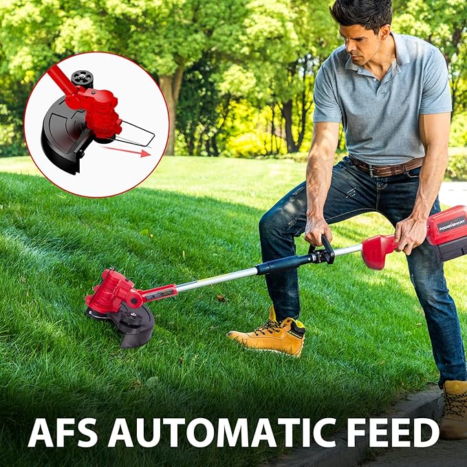 PowerSmart 40V MAX String Trimmer & Edger 2-in-1(with Automated Feed Spool)+ 40V Leaf Blower Combo Kit, 4.0Ah Battery and Charger Included