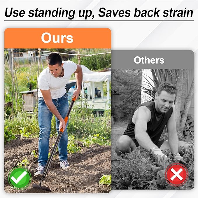 Hoe Garden Tool, Heavy Duty Garden Hoe for Weeding, Metal Garden Hoe with Long Handle, 58 Inches