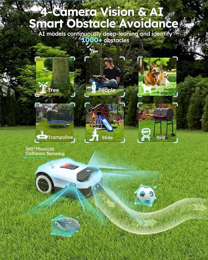 ANTHBOT Genie600 with Garage - NO Wire Robot Lawn Mower, Full Band RTK+4-Eye Vision Robotic Lawnmower, Auto Mapping, Multi-Zone Management, Accurate Obstacle Avoidance, Intelligent Path Planning