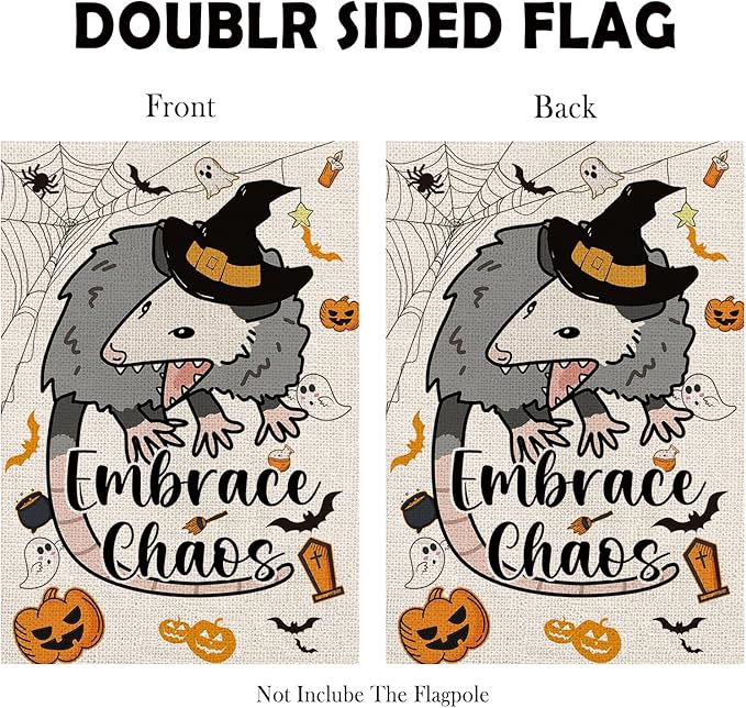 Funny Opossum Garden Flags Seasonal Flags Set of 11 Double Sided Holiday Farmhouse Outdoor Yard Lawn Home Decorations 12.5x18 Inch