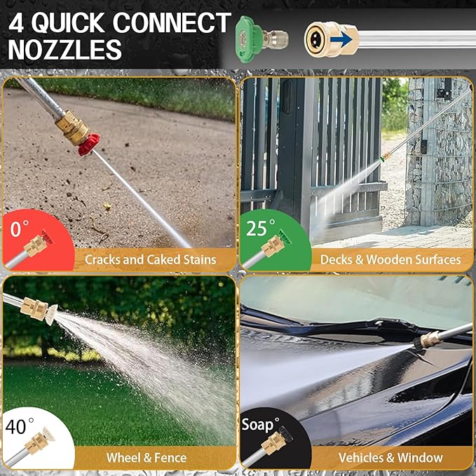 Gas Pressure Washer, 3500PSI Gas Power Washers 209CC 2.3GPM High Pressure Washers with 25FT Hose, 4 Quick-Connect Nozzles, Soap Tank, Axial Pump, Portable Pressure Washer Gas Powered for Car