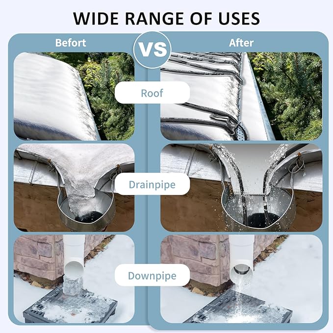 240ft 5w/ft Roof Heat Tape, Constant Wattage, CSA ETL Certified, Perfect for Ice Dam Control on Roofs and Gutters, 120V