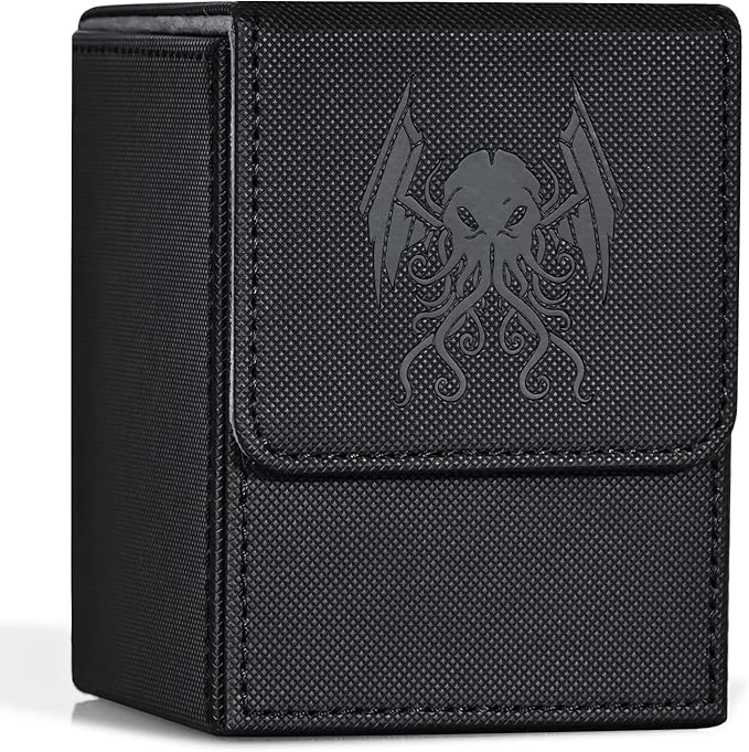 ZLCA Card Deck Box for MTG Yugioh TCG, Card Storage Box with Dividers Holds 100+ Sleeved Cards, Premium Card Deck Case Compatible with CCG Trading Cards (Black,Cthulhu)