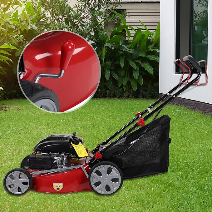 Lefitap Self Propelled Gas Lawn Mower, 141cc 4-Stroke Gas Engine Weed Eater with 20" Blade, Walk-Behind Cordless Push Lawn Mowers Tractors with 50L Grass Tank, 2850RPM Red