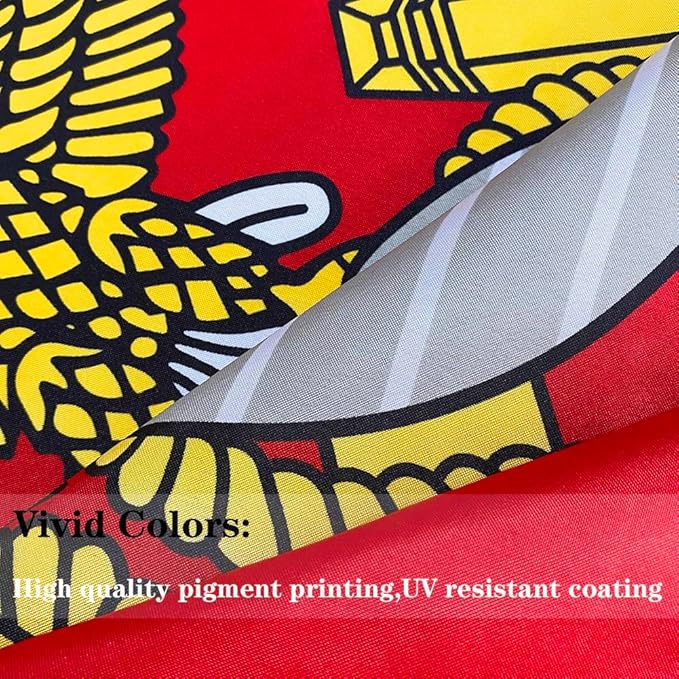Jayus Double Sided US Marine Corps Military Flags 5x8 FT Outdoor - Vivid Colors 220D USMC Flag Banner with 3 Grommets