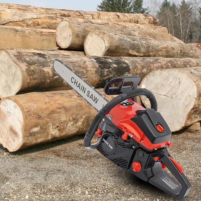 18 Inch Gas Chainsaw 58CC 2.2KW Petrol Chainsaw 2-Stroke GasChain Saws, Engine Chain Saw Set Gas Chainsaws for Cutting Wood Outdoor Home Farm Us (Black)
