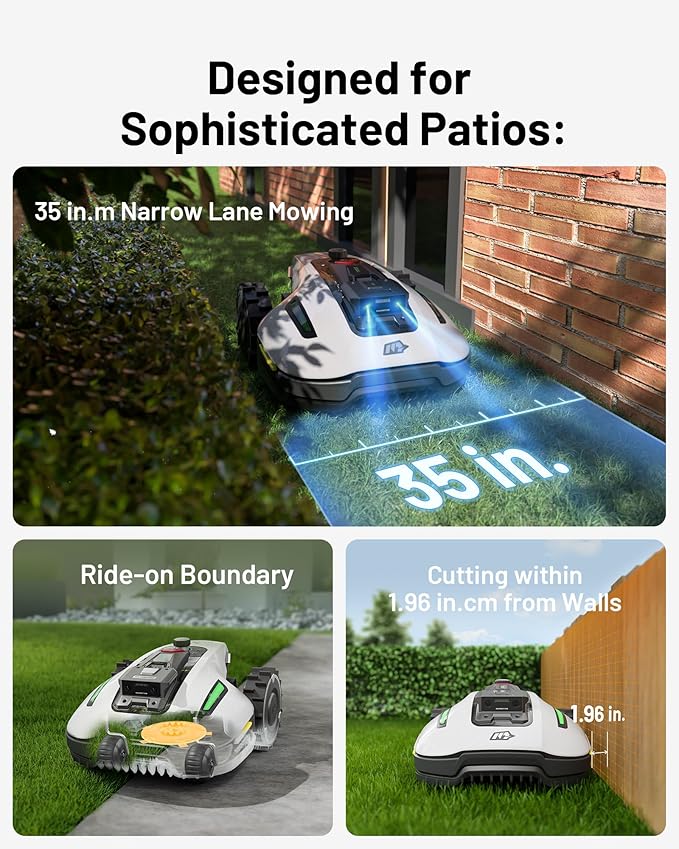 Mammotion YUKA Mini 500 Robotic Lawn Mower for 0.12 Acre, Max. 0.25 Acre, Ultrasense AI Vision+ RTK Positioning, Auto Mapping, App Control, 50% Slope, Perimeter Wire Free, 15 Mowing Zones Management