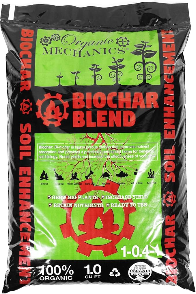 Biochar Soil Blend, 1 Cubic Foot - Enhances Plant Growth with Bone Char, Worm Castings, and Compost for Garden Beds & Containers - Eco-Friendly & Locally Sourced