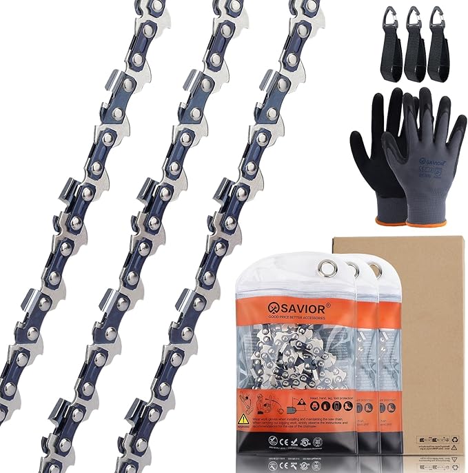 Savior 3 Pack 16 Inch Chainsaw Chain 3/8" LP Pitch .050" Gauge, 55 Drive Links Replace STIHL 63PM3 55, 3613 005 0055, Oregon 91PX055G, T55, S55, Fits 021 MS 170 MS 210 Poulan PLN3516F Chain and More