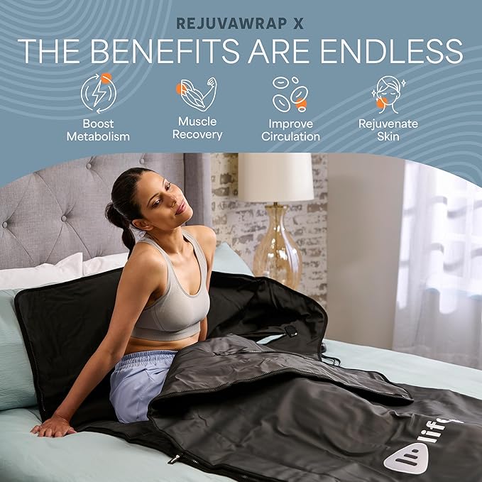 LifePro RejuvaWrap Far Infrared Sauna Blanket for Detox & Relaxation – Available in 5 Colors & 3 Models – Portable Sauna Blanket Infrared for Muscle Relief, Circulation & Recovery – 9 Heat Levels